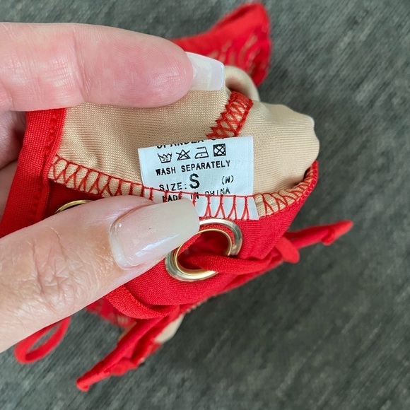 Red bikini size small lace design high rise high waist New NWT - Picture 12 of 13